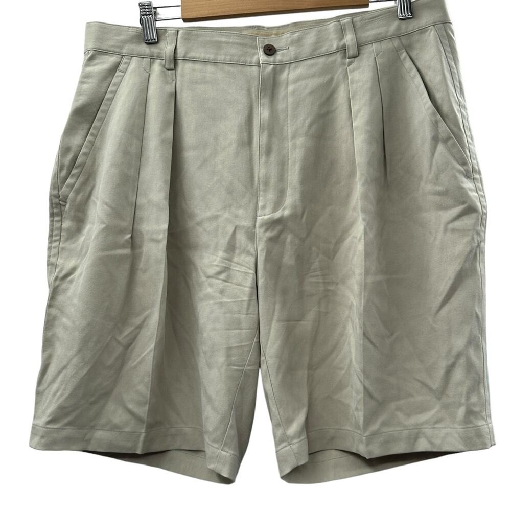 Tommy Bahama 100% Silk Beige Chino Shorts Size 36 | 9" inseam